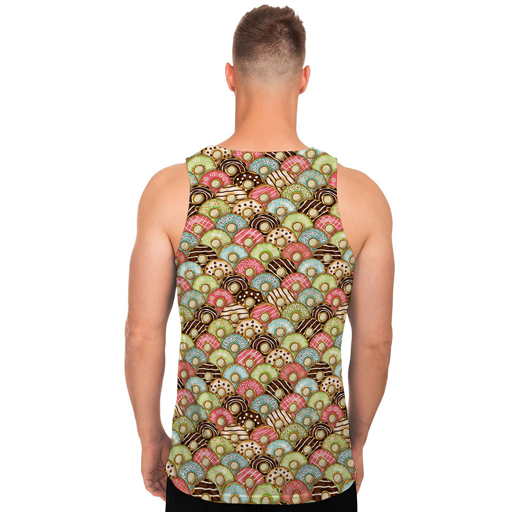 Donuts Pattern Print Men's Tank Top