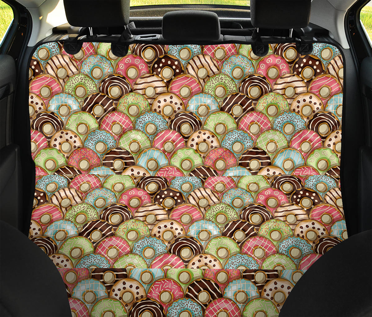 Donuts Pattern Print Pet Car Back Seat Cover