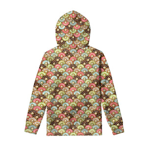 Donuts Pattern Print Pullover Hoodie