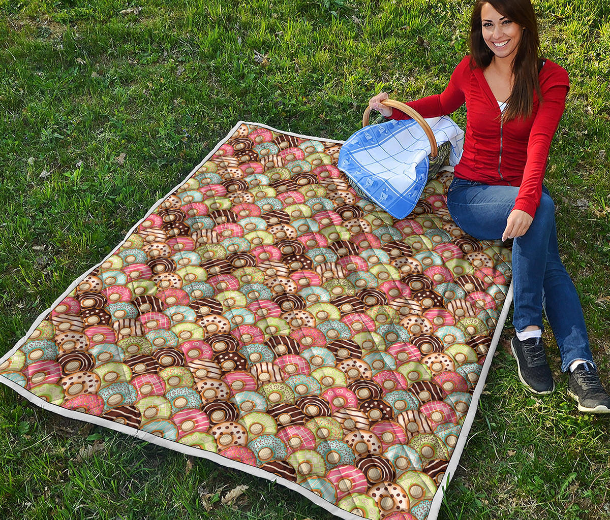 Donuts Pattern Print Quilt