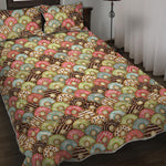 Donuts Pattern Print Quilt Bed Set