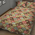 Donuts Pattern Print Quilt Bed Set