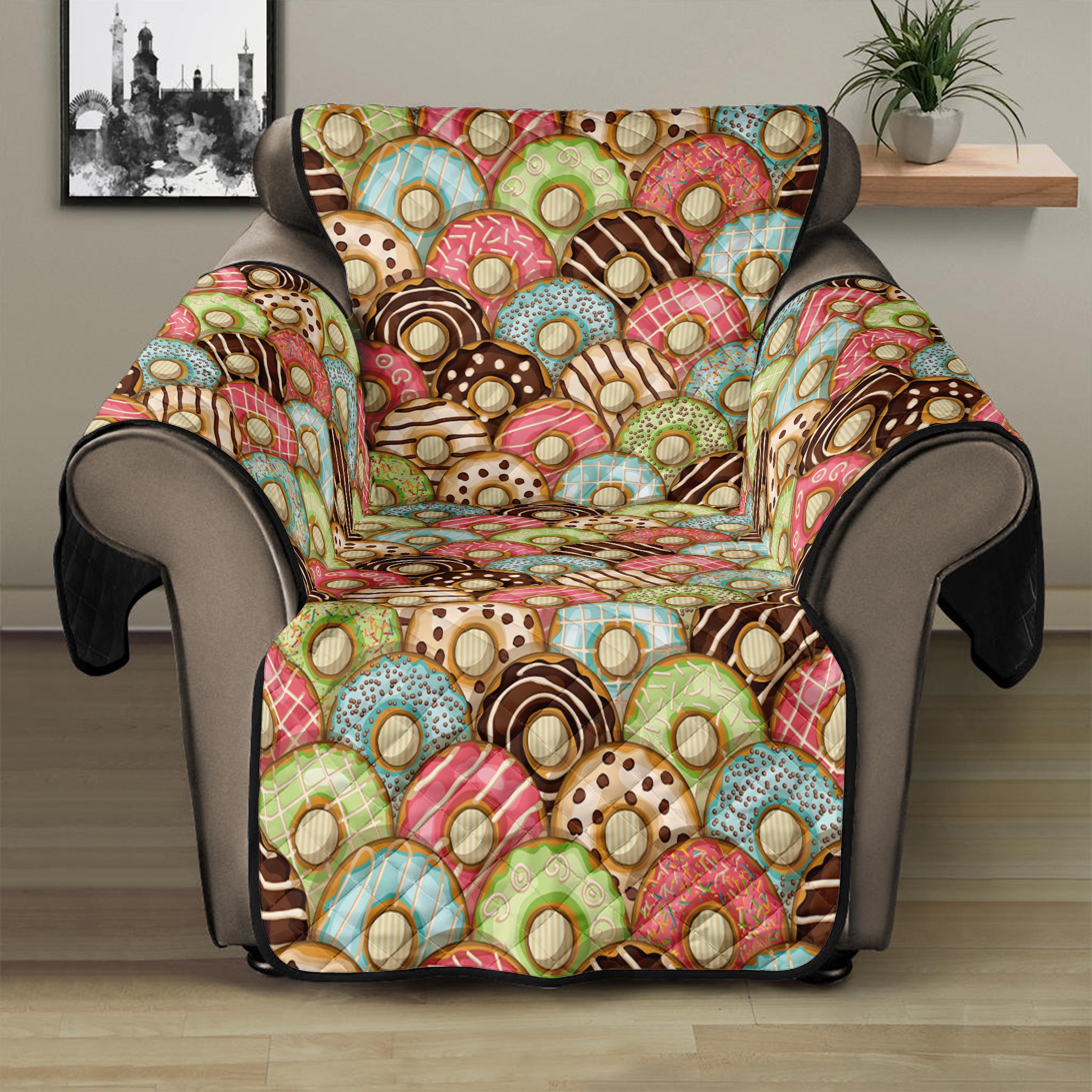 Donuts Pattern Print Recliner Protector