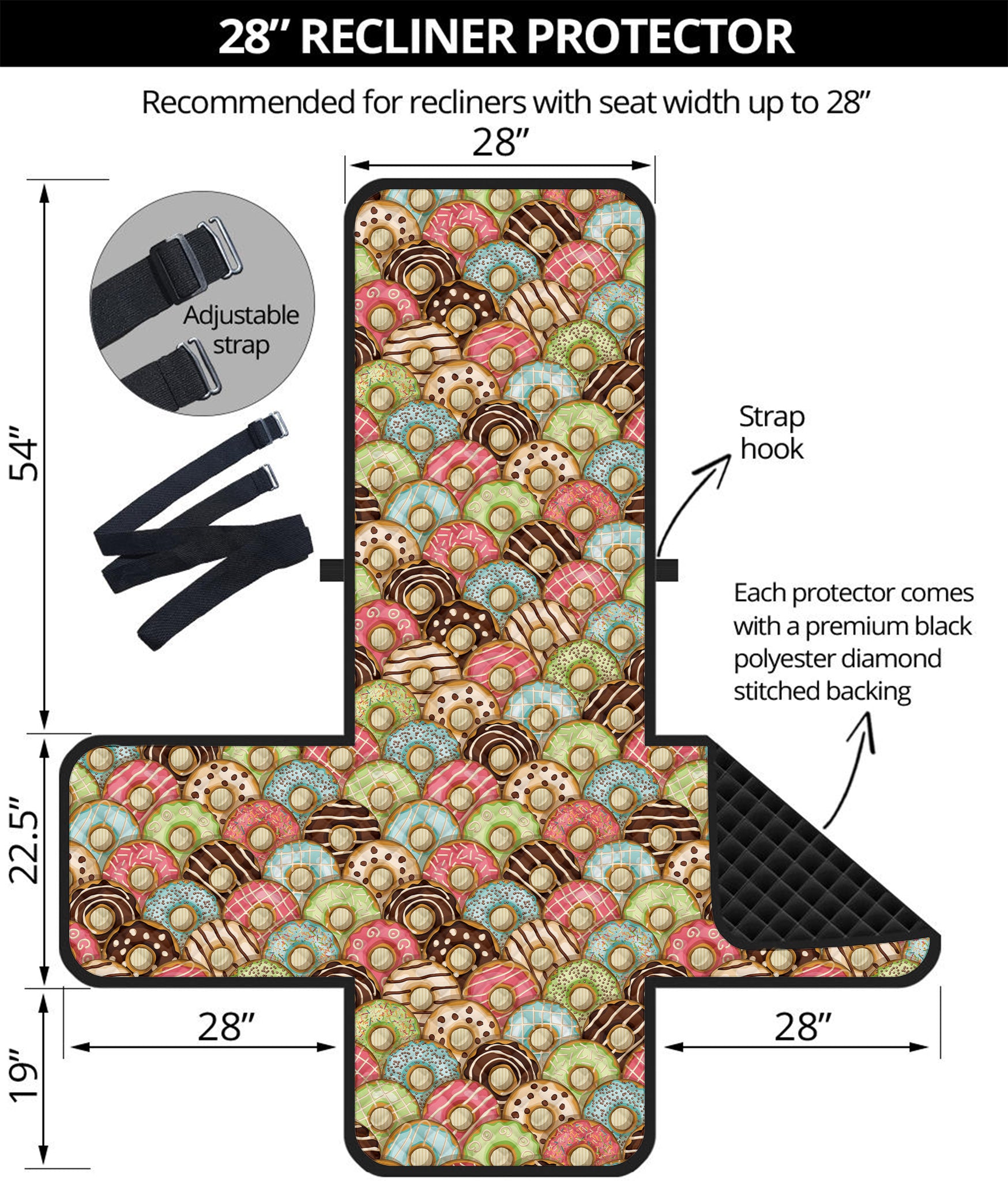 Donuts Pattern Print Recliner Protector