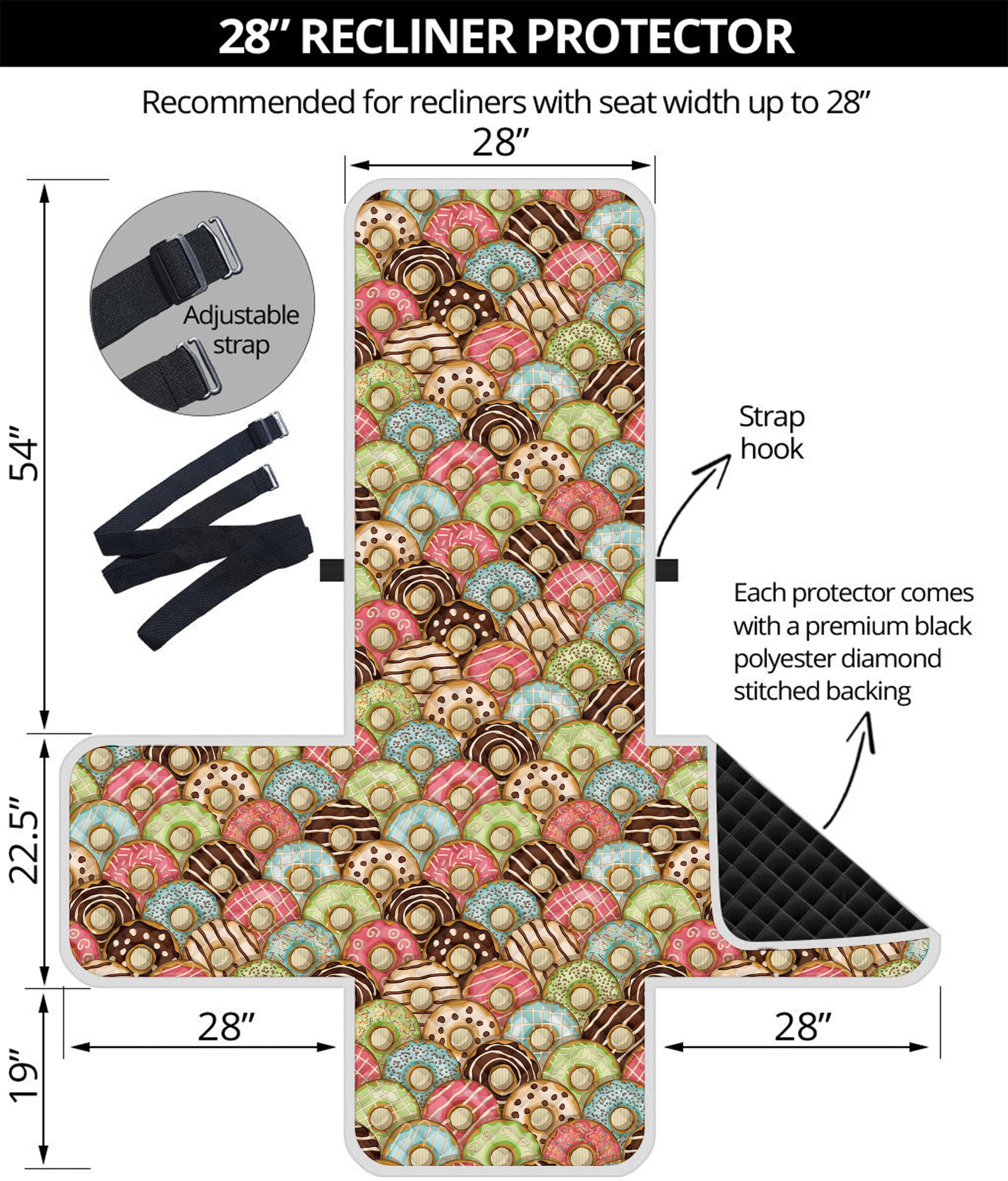 Donuts Pattern Print Recliner Protector