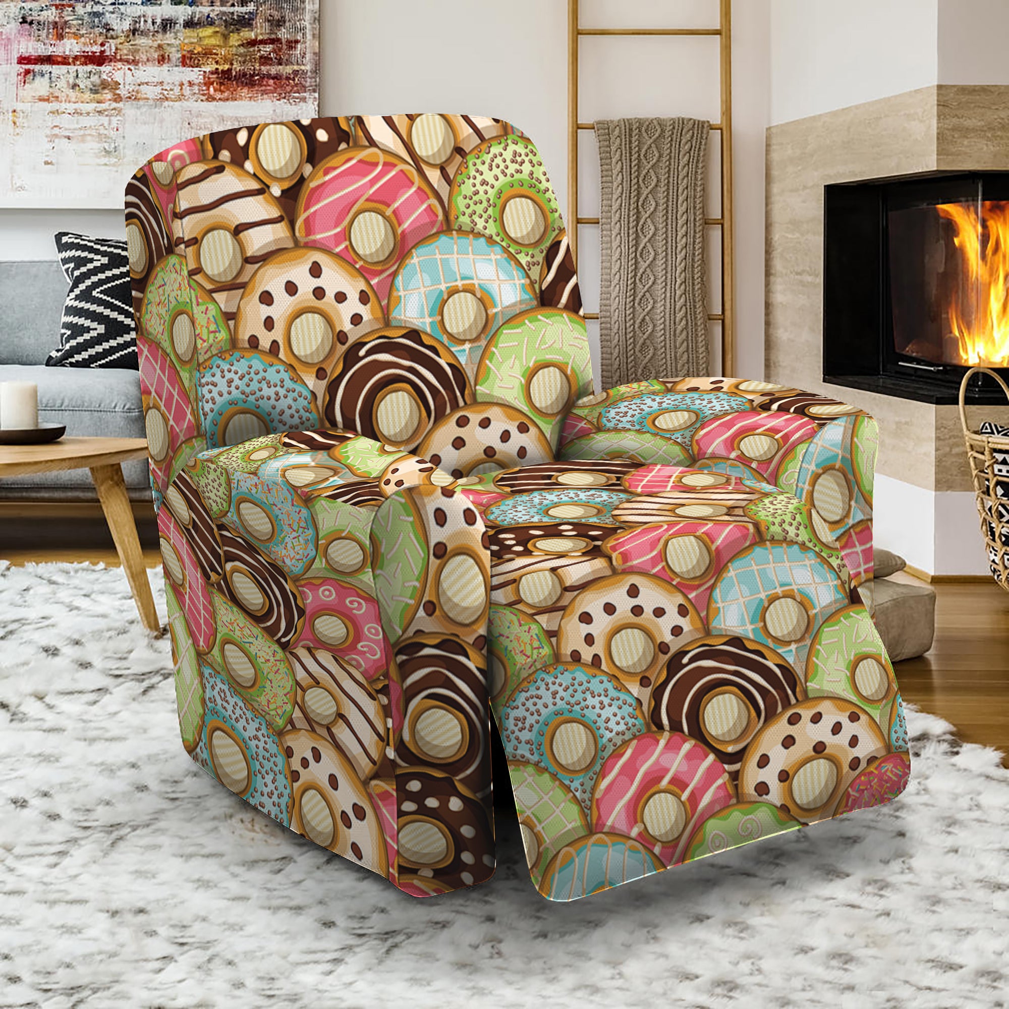 Donuts Pattern Print Recliner Slipcover