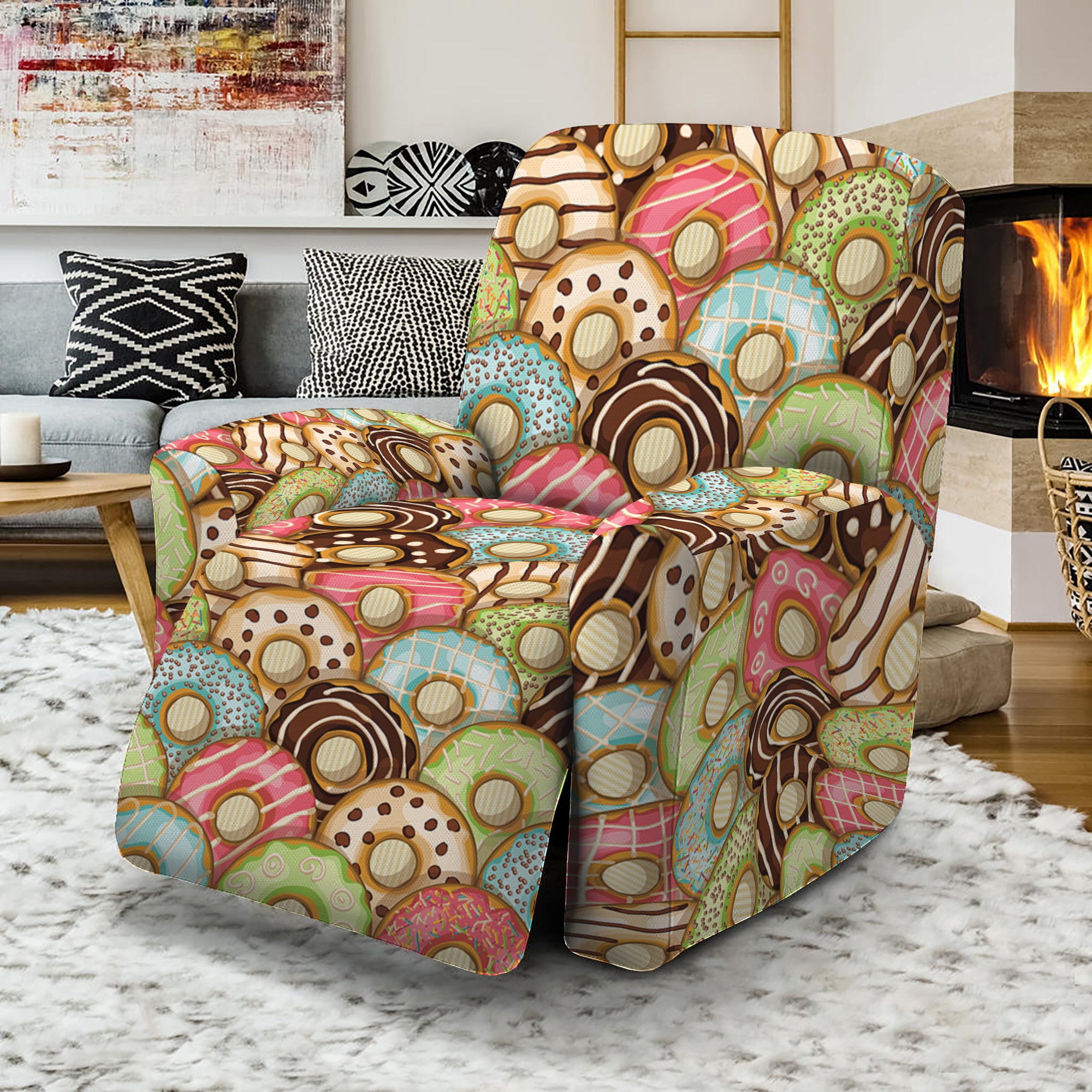 Donuts Pattern Print Recliner Slipcover