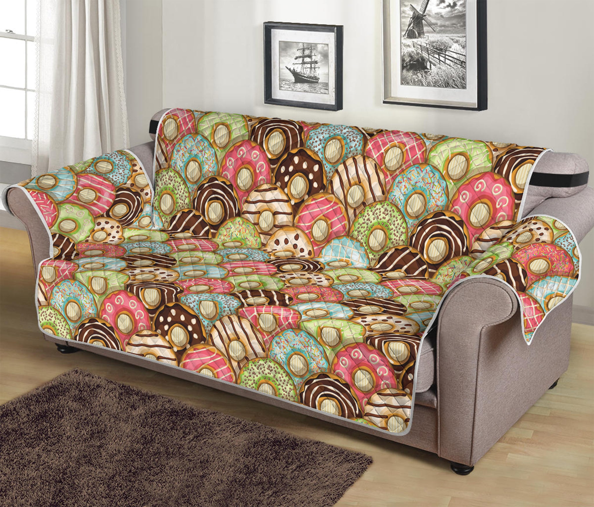 Donuts Pattern Print Sofa Protector