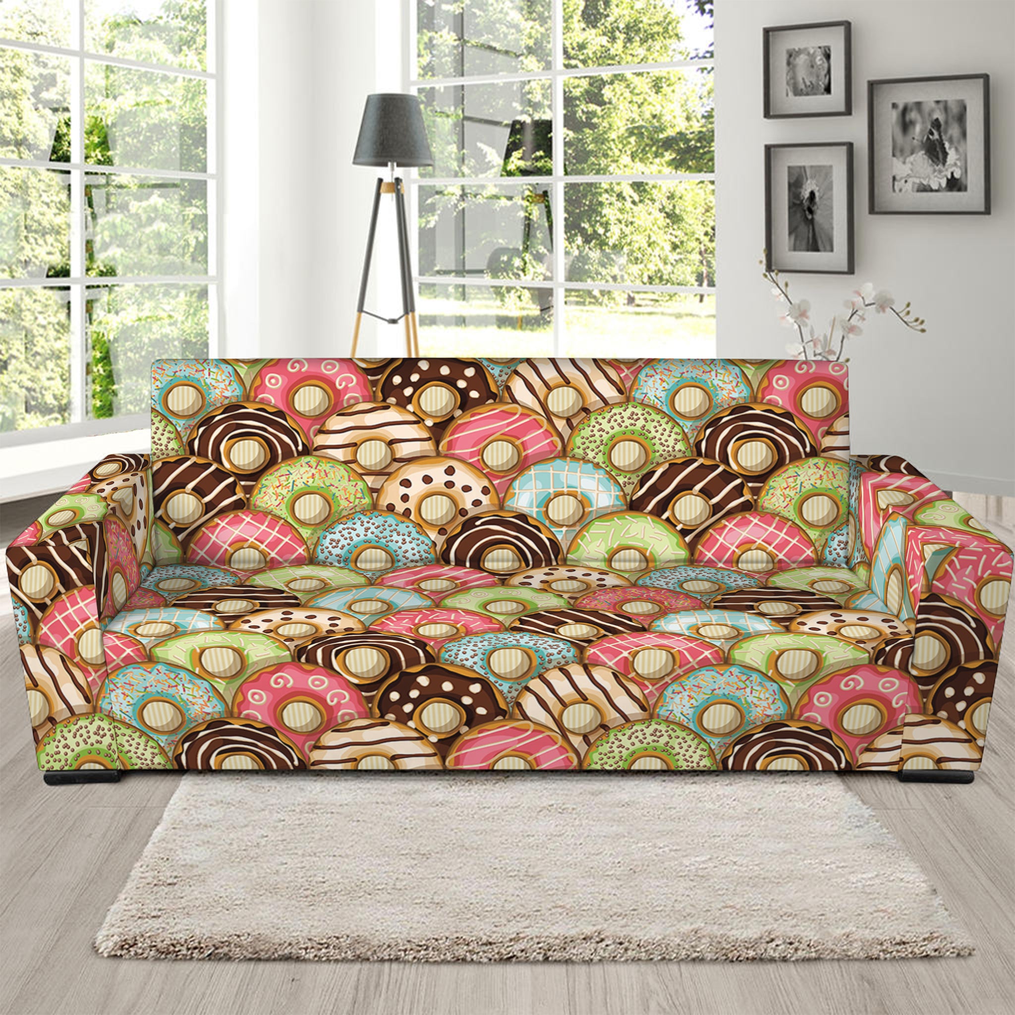 Donuts Pattern Print Sofa Slipcover