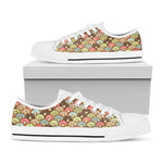 Donuts Pattern Print White Low Top Shoes