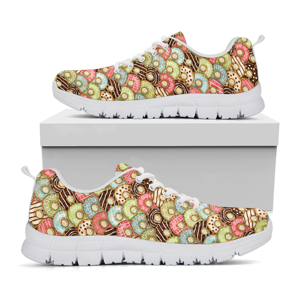 Donuts Pattern Print White Sneakers