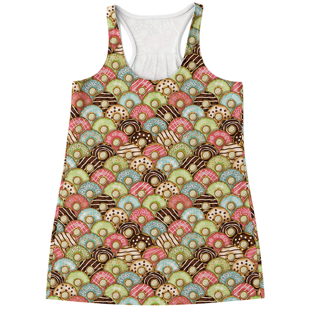 Donuts Pattern Print Women's Racerback Tank Top