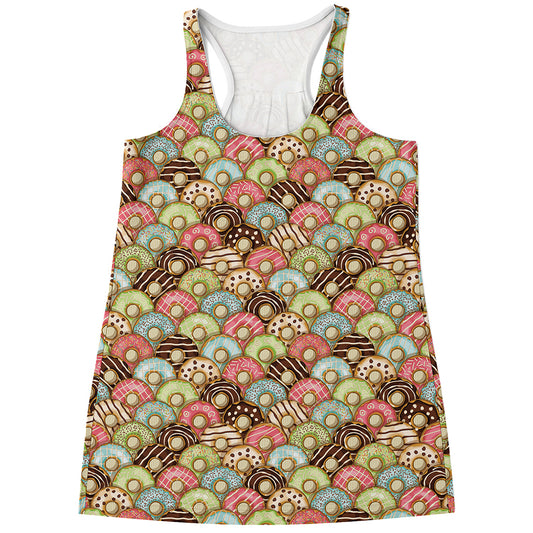 Donuts Pattern Print Women's Racerback Tank Top