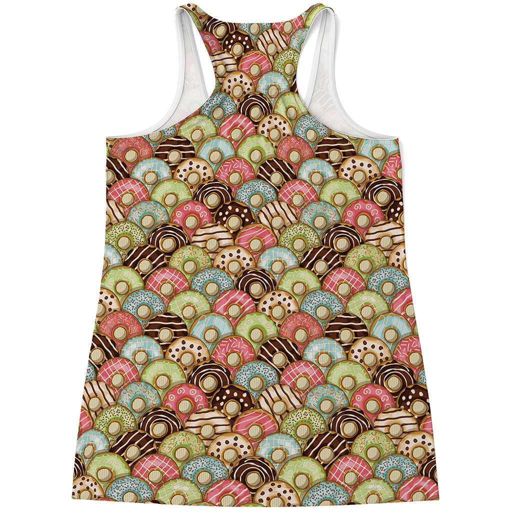 Donuts Pattern Print Women's Racerback Tank Top