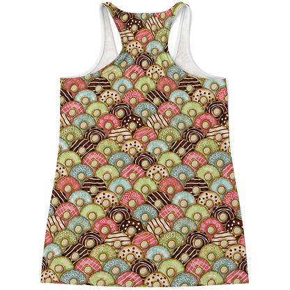 Donuts Pattern Print Women's Racerback Tank Top