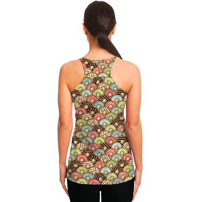 Donuts Pattern Print Women's Racerback Tank Top