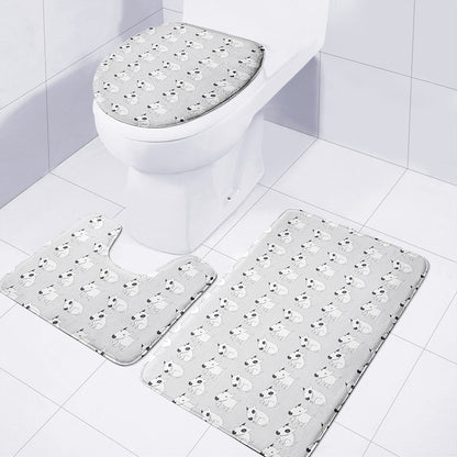 Doodle Bull Terrier Pattern Print 3 Piece Bath Mat Set