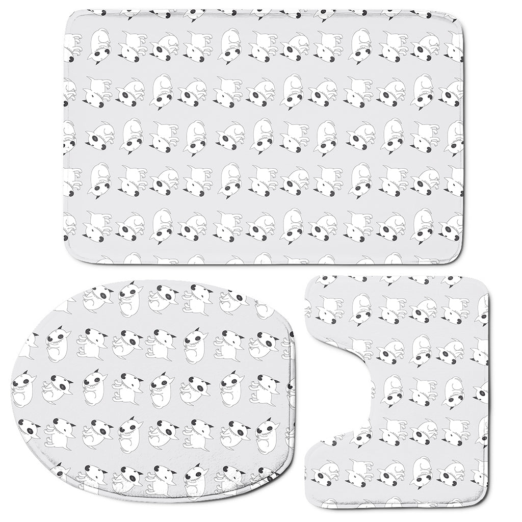 Doodle Bull Terrier Pattern Print 3 Piece Bath Mat Set