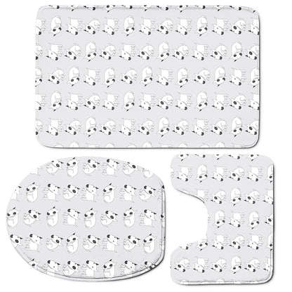 Doodle Bull Terrier Pattern Print 3 Piece Bath Mat Set