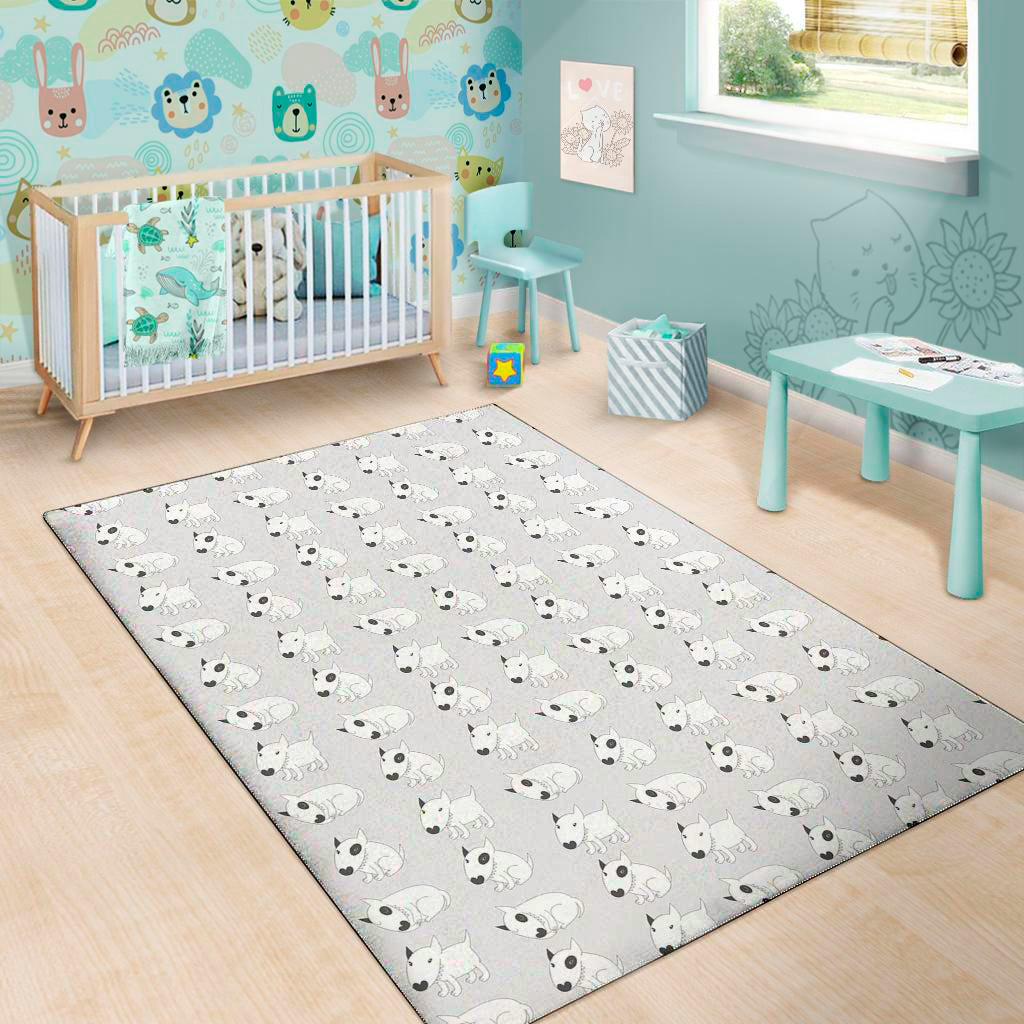Doodle Bull Terrier Pattern Print Area Rug