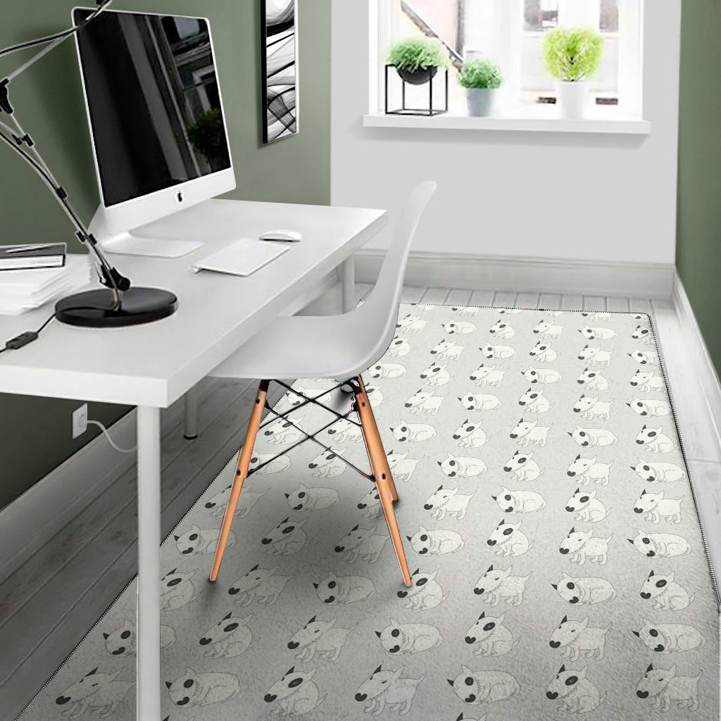 Doodle Bull Terrier Pattern Print Area Rug