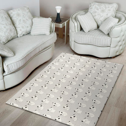 Doodle Bull Terrier Pattern Print Area Rug