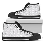 Doodle Bull Terrier Pattern Print Black High Top Shoes