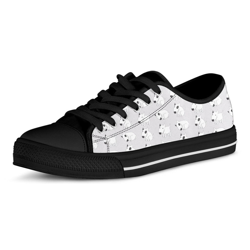 Doodle Bull Terrier Pattern Print Black Low Top Shoes