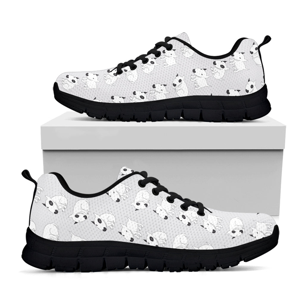 Doodle Bull Terrier Pattern Print Black Sneakers
