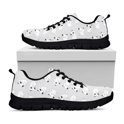 Doodle Bull Terrier Pattern Print Black Sneakers