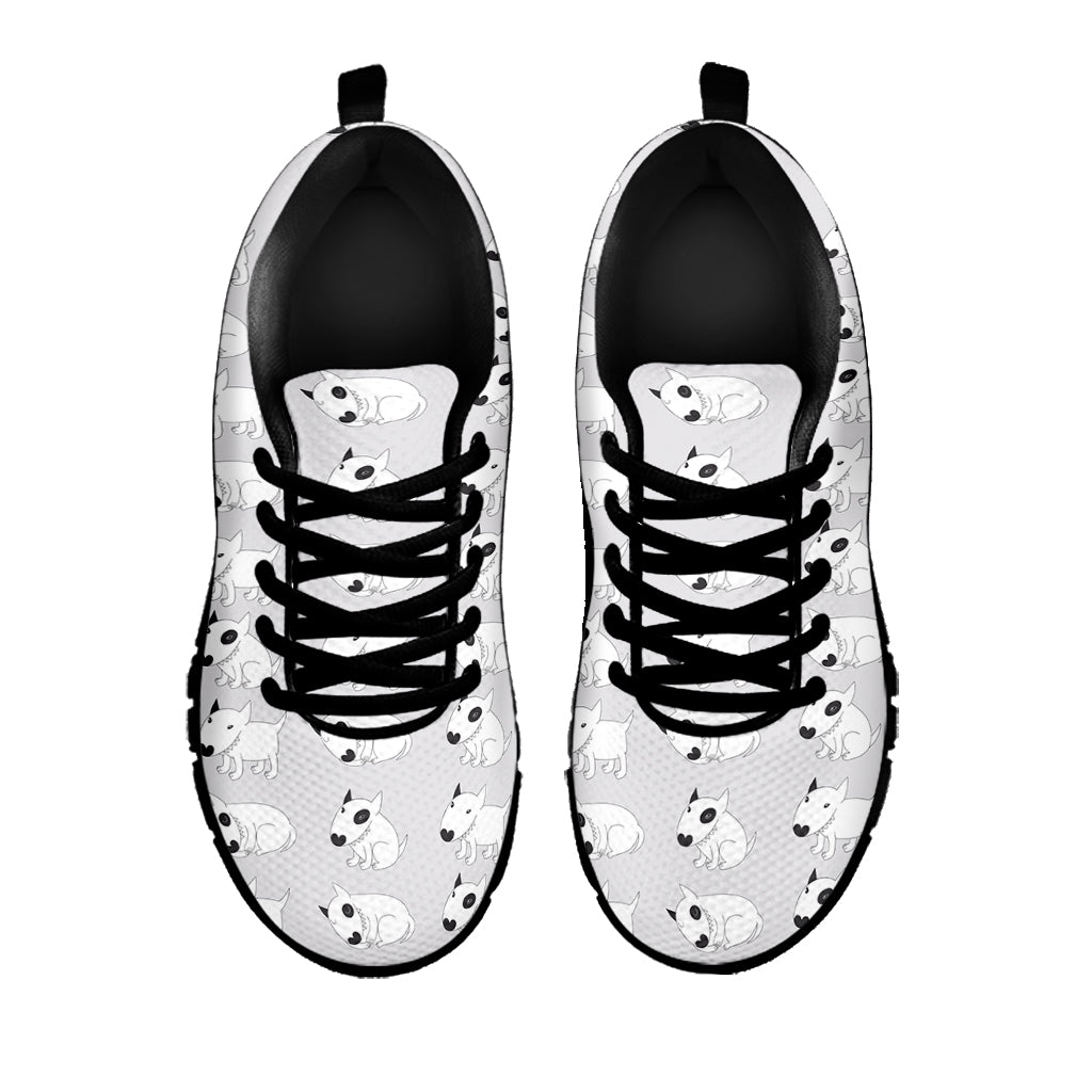 Doodle Bull Terrier Pattern Print Black Sneakers