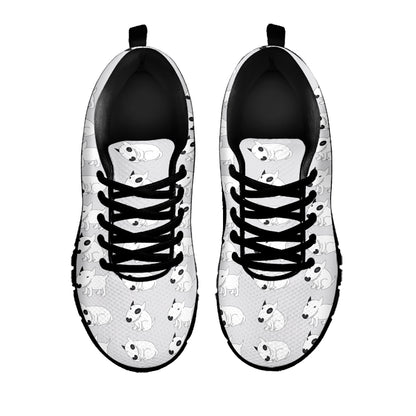 Doodle Bull Terrier Pattern Print Black Sneakers