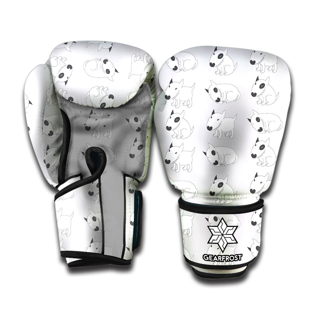 Doodle Bull Terrier Pattern Print Boxing Gloves