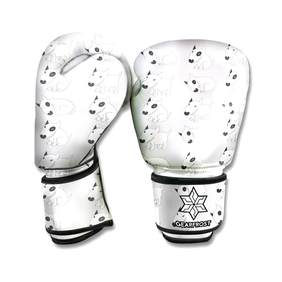 Doodle Bull Terrier Pattern Print Boxing Gloves