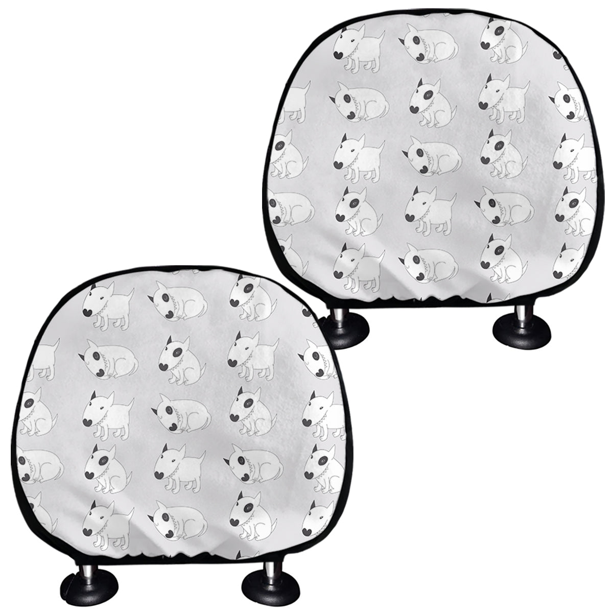 Doodle Bull Terrier Pattern Print Car Headrest Covers