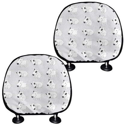Doodle Bull Terrier Pattern Print Car Headrest Covers