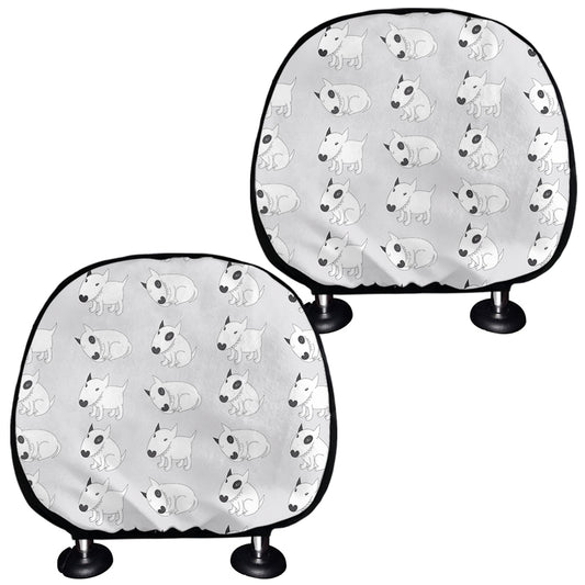 Doodle Bull Terrier Pattern Print Car Headrest Covers