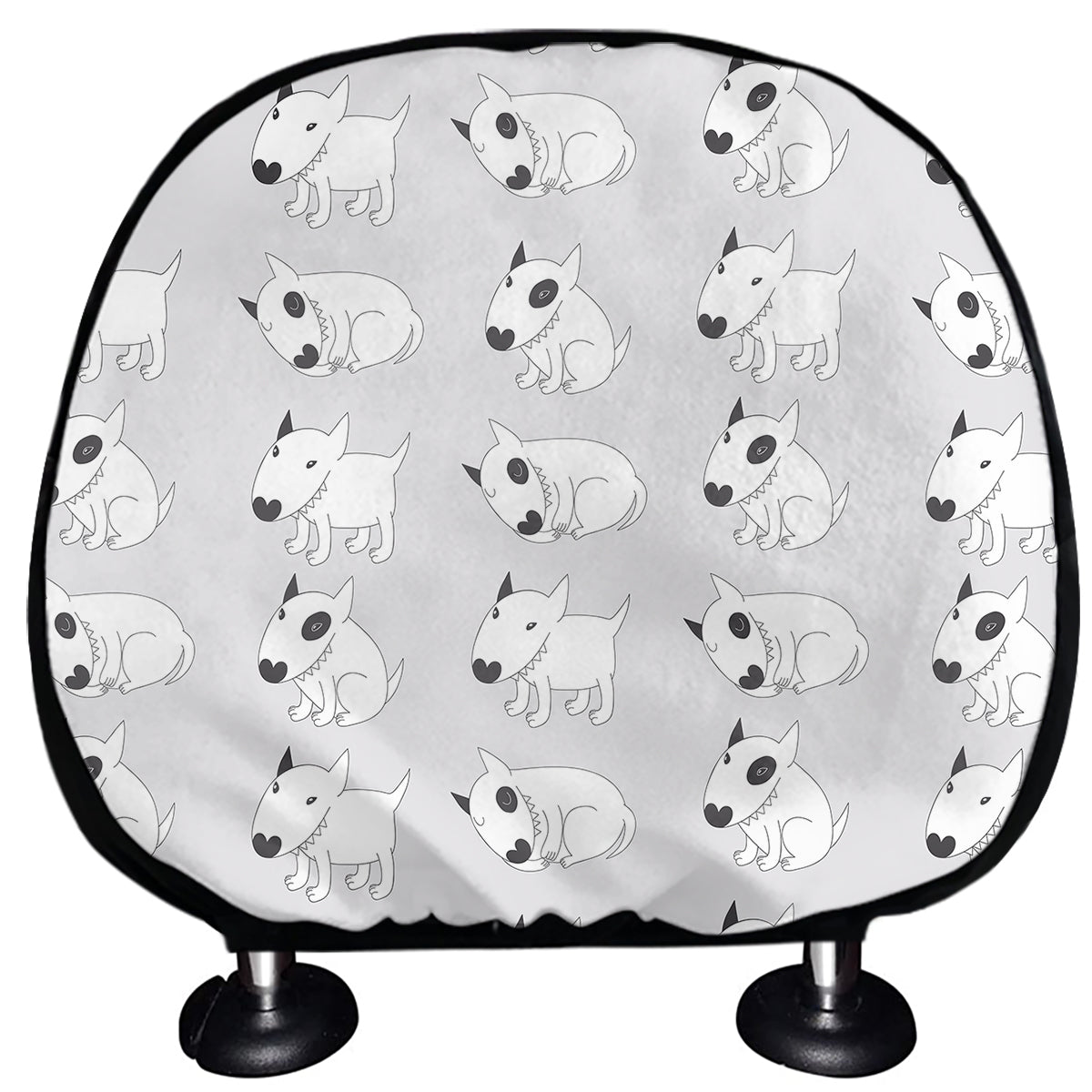 Doodle Bull Terrier Pattern Print Car Headrest Covers
