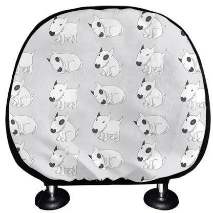 Doodle Bull Terrier Pattern Print Car Headrest Covers