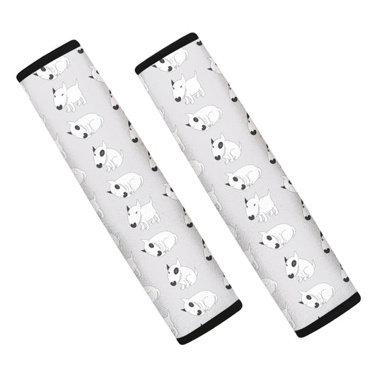 Doodle Bull Terrier Pattern Print Car Seat Belt Covers