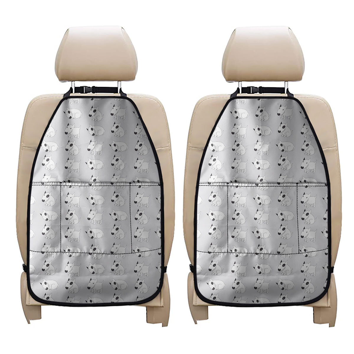 Doodle Bull Terrier Pattern Print Car Seat Organizers