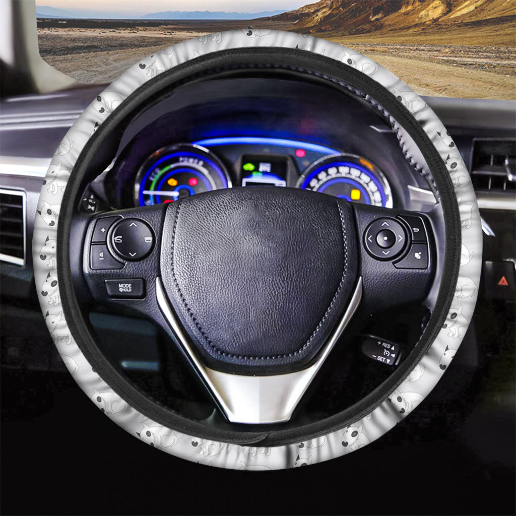 Doodle Bull Terrier Pattern Print Car Steering Wheel Cover