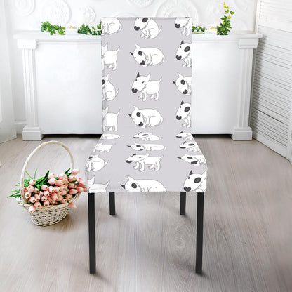 Doodle Bull Terrier Pattern Print Dining Chair Slipcover