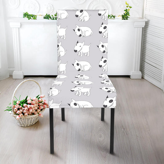 Doodle Bull Terrier Pattern Print Dining Chair Slipcover
