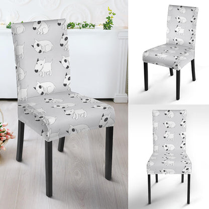 Doodle Bull Terrier Pattern Print Dining Chair Slipcover