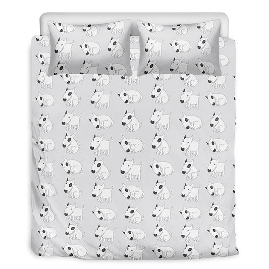 Doodle Bull Terrier Pattern Print Duvet Cover Bedding Set