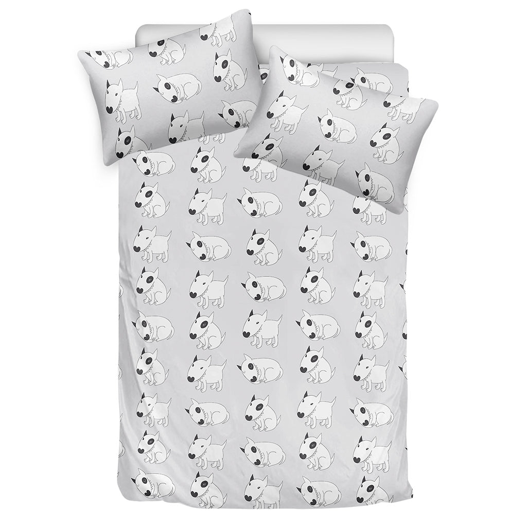 Doodle Bull Terrier Pattern Print Duvet Cover Bedding Set