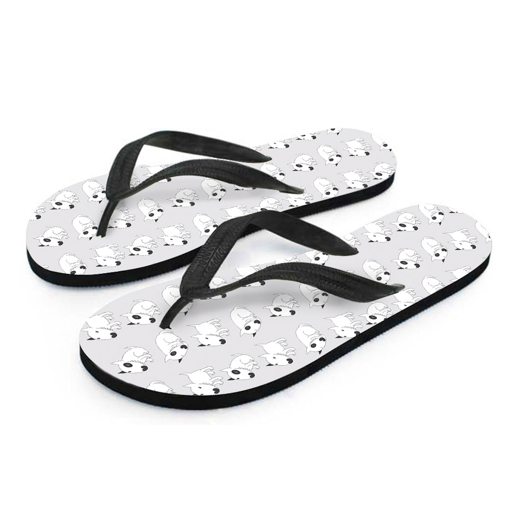 Doodle Bull Terrier Pattern Print Flip Flops