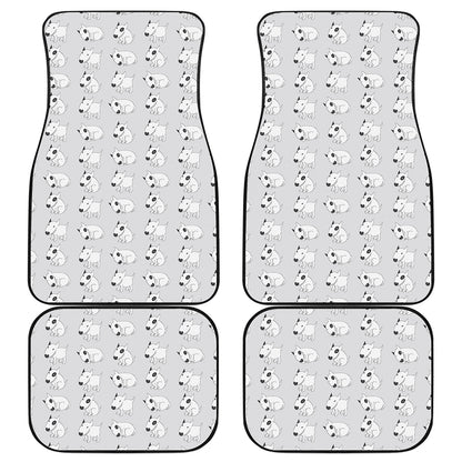 Doodle Bull Terrier Pattern Print Front and Back Car Floor Mats