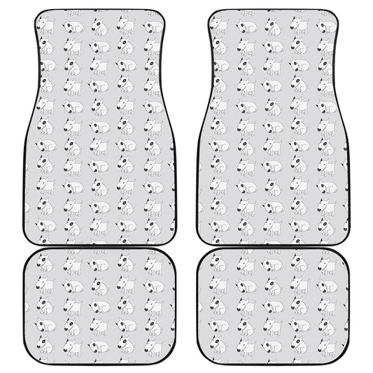 Doodle Bull Terrier Pattern Print Front and Back Car Floor Mats